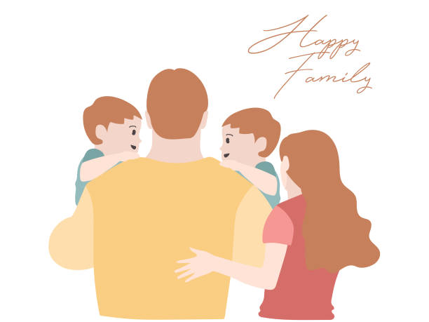 ilustrações de stock, clip art, desenhos animados e ícones de happy young family. vector illustration of a flat design. - foster home bag