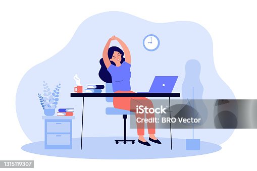 istock Happy young woman relaxing at workplace in office 1315119307