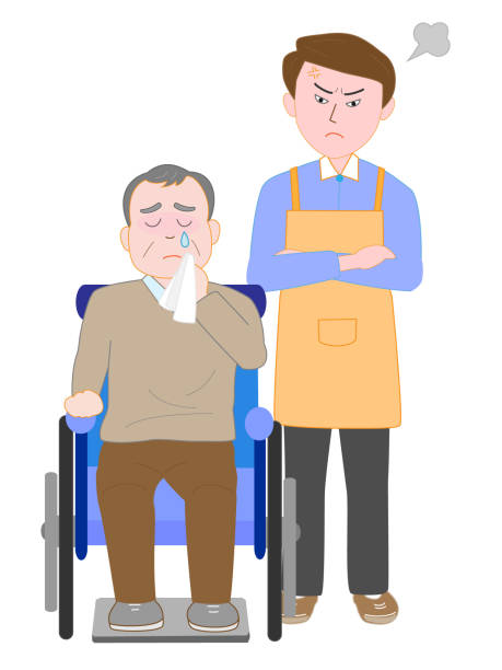 harassment Harassment to the elderly. old man crying stock illustrations