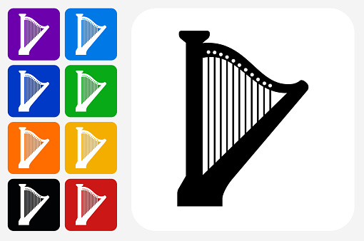 Harp Icon Square Button Set