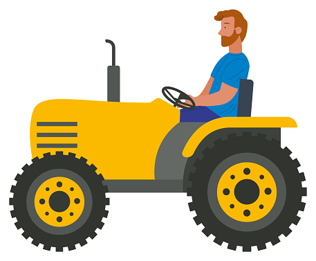 Harvester and Tractor, Harvest Festival Vector