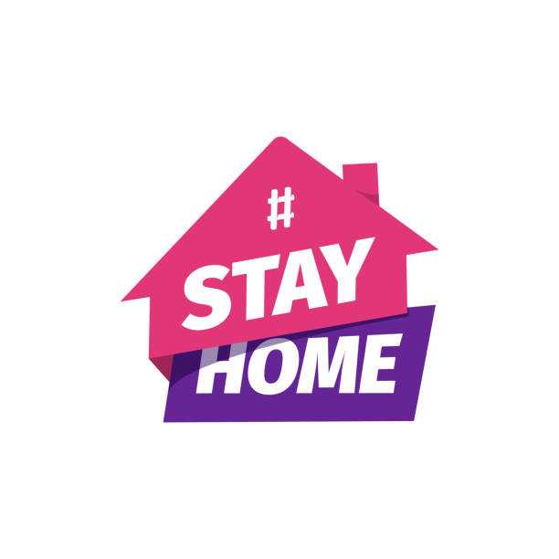 Hashtag Stay at home vector icon. Self isolation flat sticker. Quarantine sign. Hashtag Stay at home vector icon. Self isolation flat sticker. Quarantine sign domestic life stock illustrations