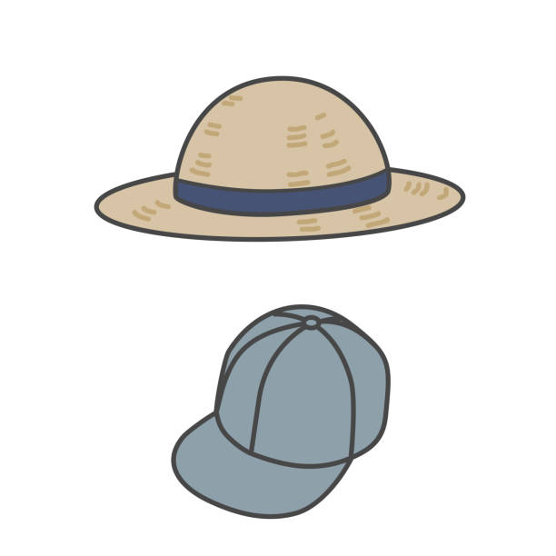 Hat, straw hat, cap vector illustration Hat, straw hat, cap vector illustration gardening clipart stock illustrations