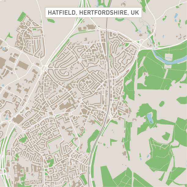 bildbanksillustrationer, clip art samt tecknat material och ikoner med hatfield hertfordshire uk city street karta - hatfield