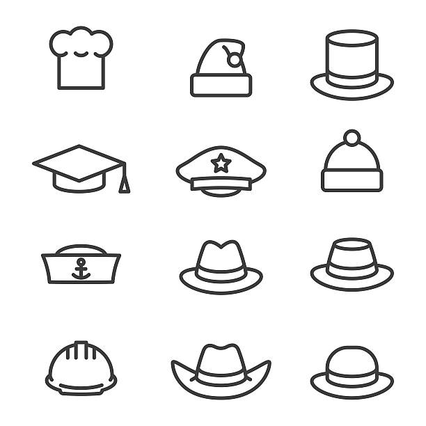 hüte-symbole gesetzt - hut stock-grafiken, -clipart, -cartoons und -symbole