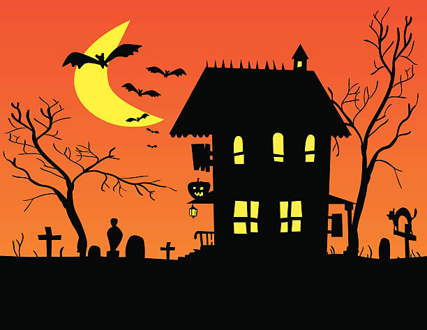 haunted house vector art illustration