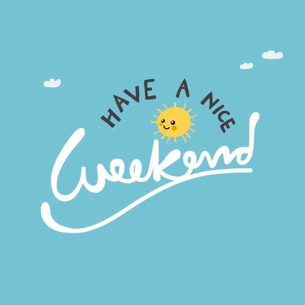 Have a nice weekend cute sun on blue sky vector illustration Have a nice weekend cute sun on blue sky vector illustration weekend activities stock illustrations
