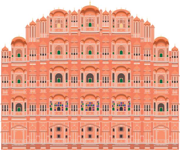 Hawa Mahal, Jaipur, India. Isolated on white background vector illustration. Hawa Mahal, Jaipur, India. Isolated on white background vector illustration. hawa mahal stock illustrations