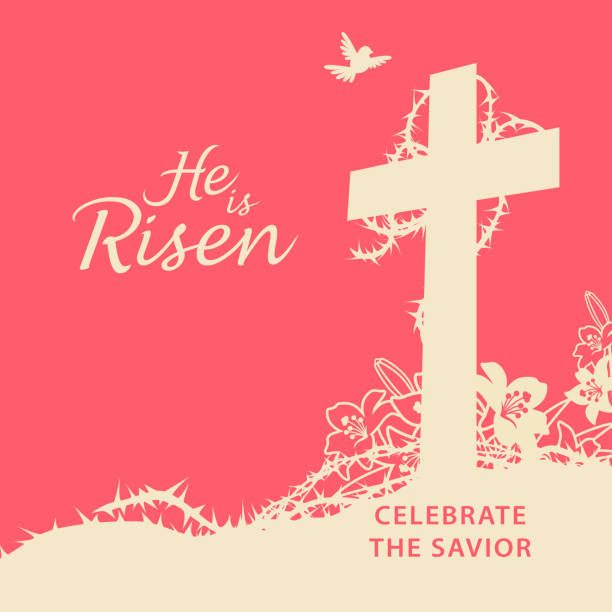 He is Risen Celebrate the Savior  good friday stock illustrations