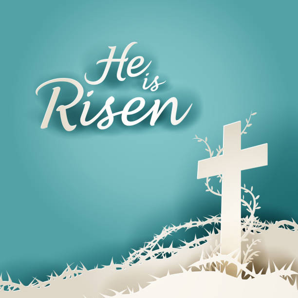 He is Risen Resurrection  easter sunday stock illustrations