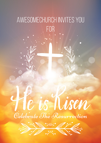 He is risen, vector Easter religious poster template