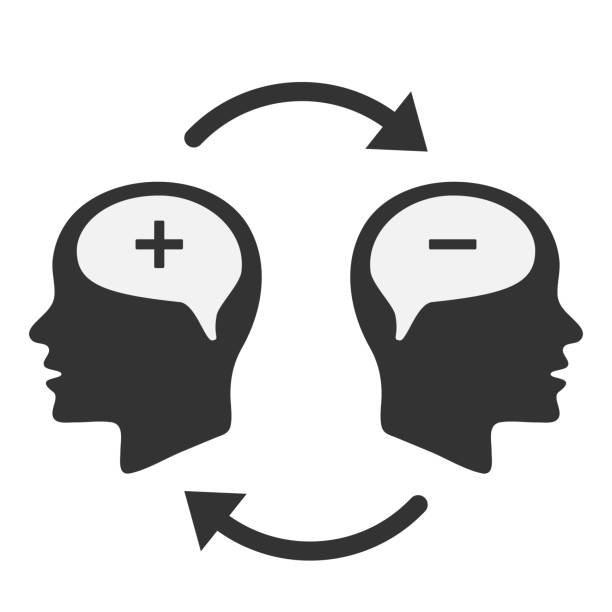 ilustraciones, imágenes clip art, dibujos animados e iconos de stock de icono de cabeza para el diseño plano del trastorno bipolar. ilustración vectorial - foto triste para perfil