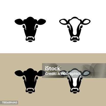 istock Head of a Cow. Vector icon. 1185684645