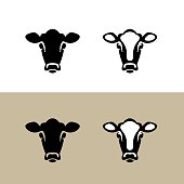 Head of a Cow (Calf / Bull), vector icon (sign, pictogram). Flat, detailed. On white and craft paper color.