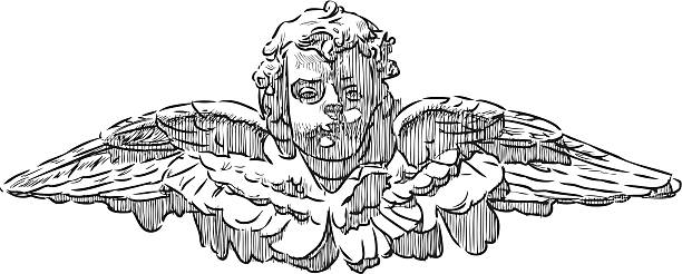 illustrazioni stock, clip art, cartoni animati e icone di tendenza di testa di un angelo - cherubini