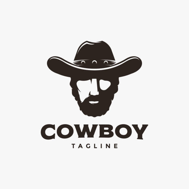 Head of cowboy logo mascot vector on white background Head of cowboy logo mascot vector on white background cowboy hat template stock illustrations