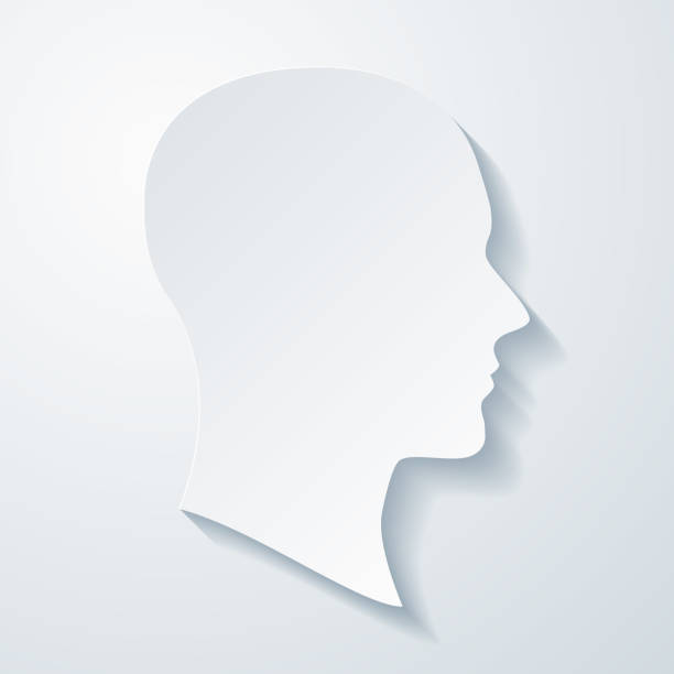 Head profile. Icon with paper cut effect on blank background Icon of "Head profile" with a realistic paper cut effect isolated on white background. Trendy paper cutout effect. Vector Illustration (EPS10, well layered and grouped). Easy to edit, manipulate, resize or colorize. Vector and Jpeg file of different sizes. human head silhouette stock illustrations