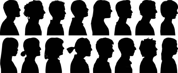 Head Silhouettes Highly detailed head silhouettes. human head silhouette stock illustrations