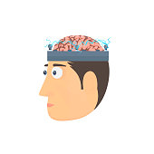 Head with a brain, vector illustration