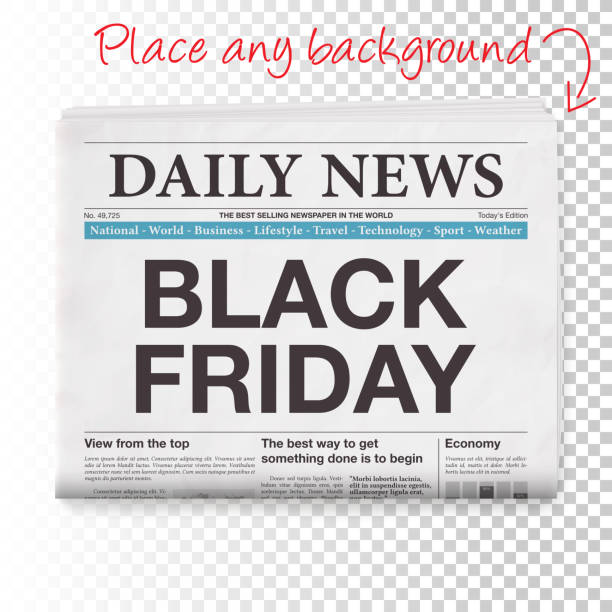BLACK FRIDAY Headline. Newspaper isolated on Blank Background Newspaper headline : 'BLACK FRIDAY'. Realistic newspaper isolated on blank background. The layers are named to facilitate your customization. Vector Illustration (EPS10, well layered and grouped). Easy to edit, manipulate, resize or colorize. Please do not hesitate to contact me if you have any questions, or need to customise the illustration. http://www.istockphoto.com/portfolio/bgblue newspaper stock illustrations