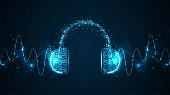 Headphone and sound wave music equalizer background
