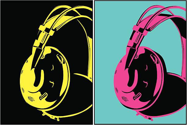 Headphones (Vecor) Some headphones done in a stylish pop art. individual event stock illustrations