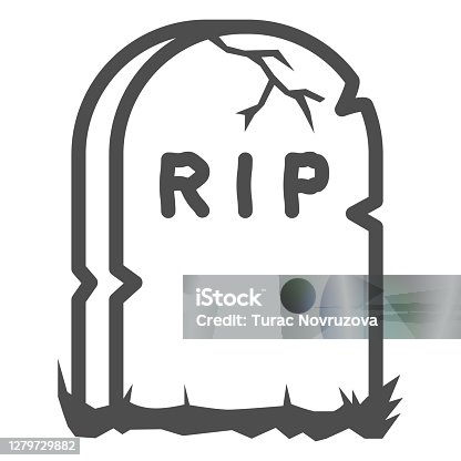 istock Headstone line icon, Halloween concept, Grave stone sign on white background, Gravestone with RIP text icon in outline style for mobile concept and web design. Vector graphics. 1279729882