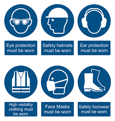 EYE PROTECTION MUST BE WARN health and safety signs 