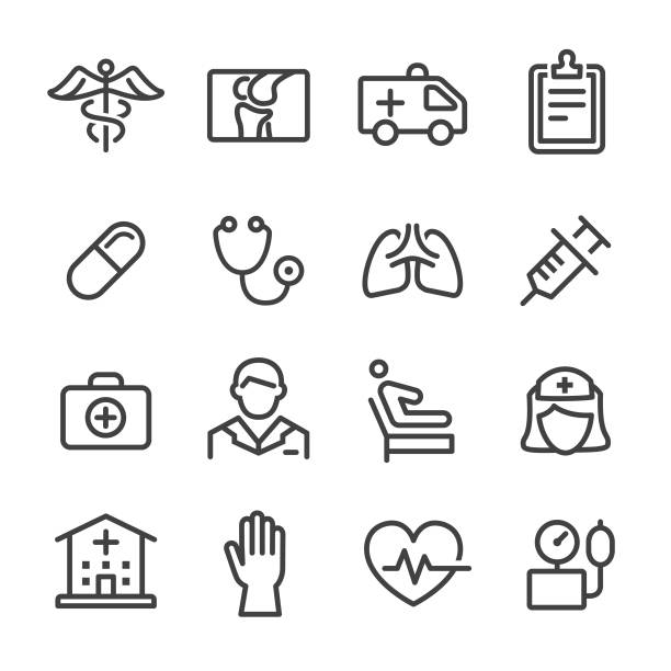 stockillustraties, clipart, cartoons en iconen met gezondheidszorg icons - line serie - medische status