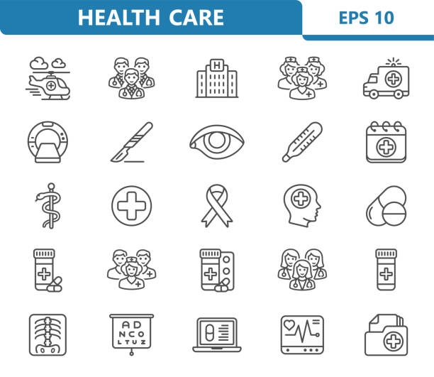 ilustraciones, imágenes clip art, dibujos animados e iconos de stock de iconos del cuidado de la salud - eye doctor