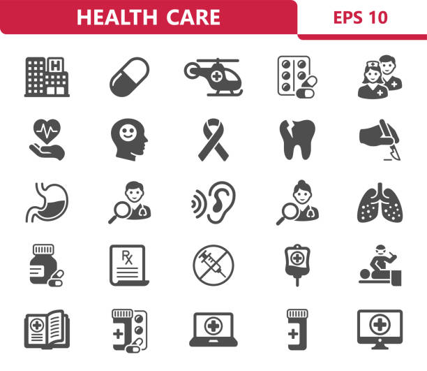 ikony opieki zdrowotnej - hearing aids stock illustrations