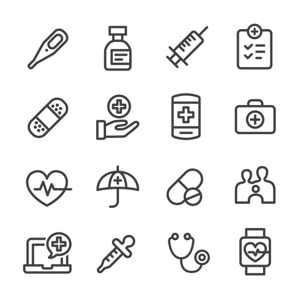 stockillustraties, clipart, cartoons en iconen met gezondheidszorg icons - line serie - medische status