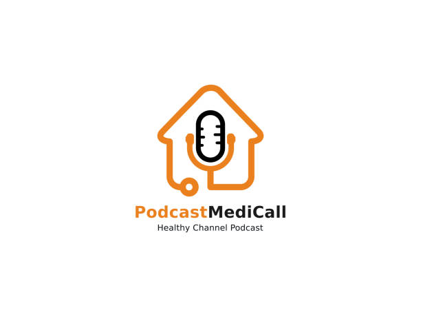 illustrations, cliparts, dessins animés et icônes de logo du podcast médical de la santé - soin a domicile service