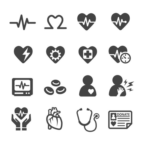 kesehatan, ikon jantung - pengukur denyut nadi ilustrasi stok