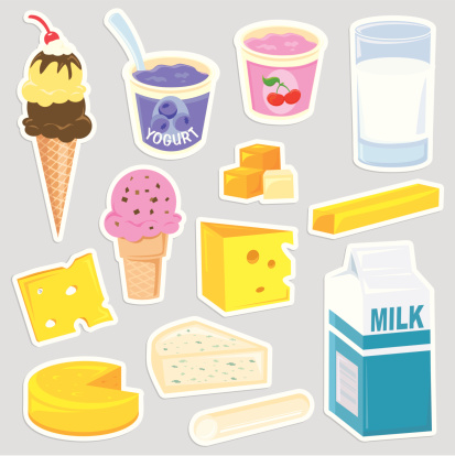 Healthy dairy food icons