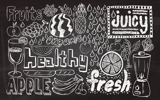 Healthy fruit sketch collection