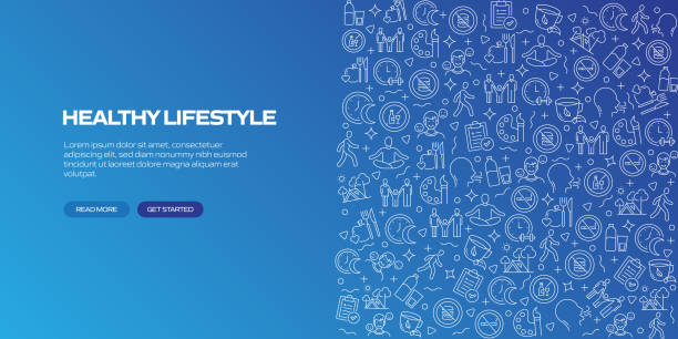 ilustrações de stock, clip art, desenhos animados e ícones de healthy lifestyle related banner design with seamless pattern - elemento ginásio