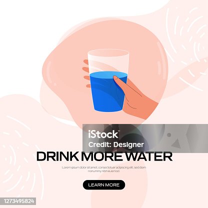 istock Healthy Lifestyle-Drink More Water Concept Vector Illustration for Website Banner, Advertisement and Marketing Material, Online Advertising, Business Presentation etc. 1273495824