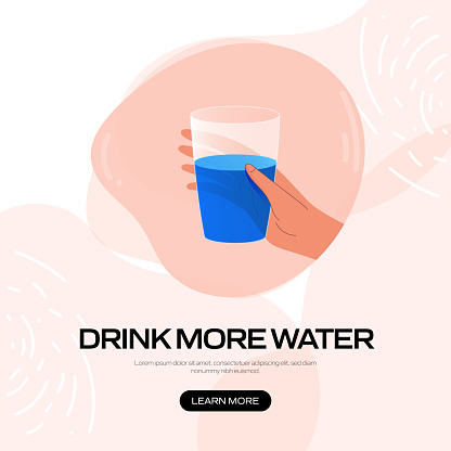 Healthy Lifestyle-Drink More Water Concept Vector Illustration for Website Banner, Advertisement and Marketing Material, Online Advertising, Business Presentation etc.