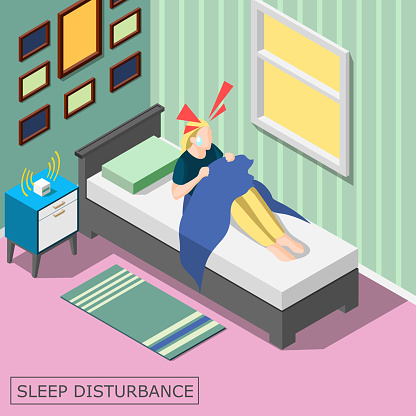 Healthy Sleep And Sleep Disorder Isometric Background Stock