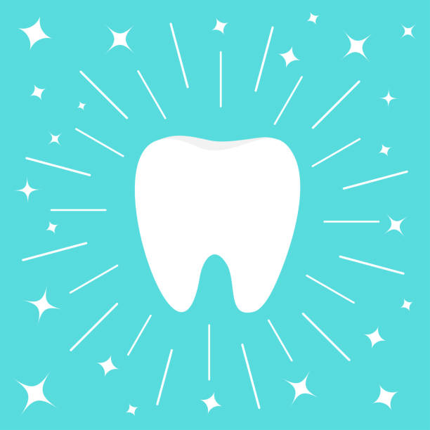 Healthy white tooth icon. Round line circle. Oral dental hygiene. Children teeth care. Shining effect sparkle stars. Flat design. Blue background. Healthy white tooth icon. Round line circle. Oral dental hygiene. Children teeth care. Shining effect sparkle stars. Flat design. Blue background. Vector illustration teeth stock illustrations