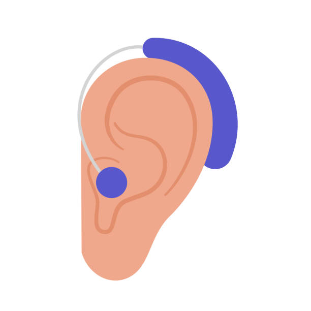 ilustraciones, imágenes clip art, dibujos animados e iconos de stock de icono del audífono - hearing aid