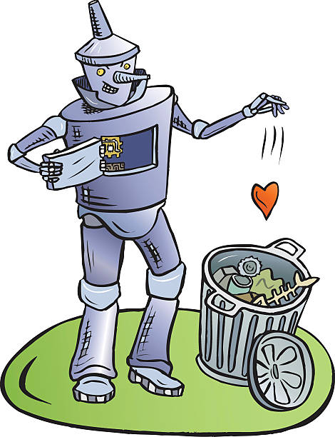 hearless tin человек - stupid robot stock illustrations.