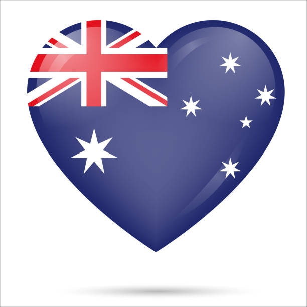 I heart Australia Aussie flag vector art illustration
