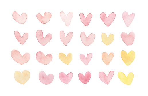 Heart background illustration painted in watercolor