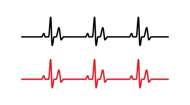 Heart beat line Heart beat line red and black - Vector pulse trace stock illustrations