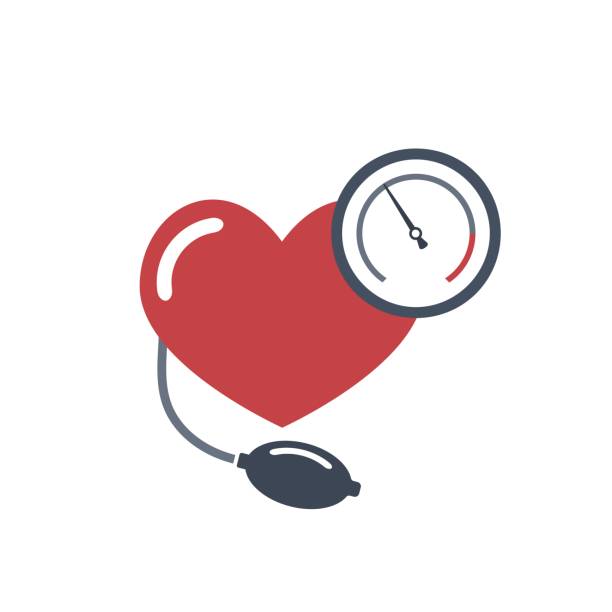 ilustrações, clipart, desenhos animados e ícones de coração, medição da pressão sanguínea. - hipertensão