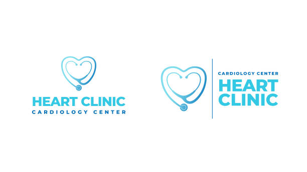 ilustrações, clipart, desenhos animados e ícones de logotipo da clínica do coração - cardiologista