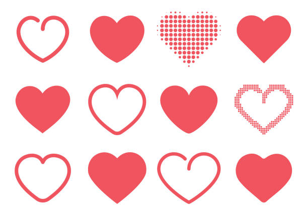 bildbanksillustrationer, clip art samt tecknat material och ikoner med hjärta ikonuppsättning. kärlek och gillar rosa symboler isolerade på vit bakgrund. - line icons set community