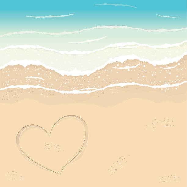 ilustrações de stock, clip art, desenhos animados e ícones de coração na areia - beach wave